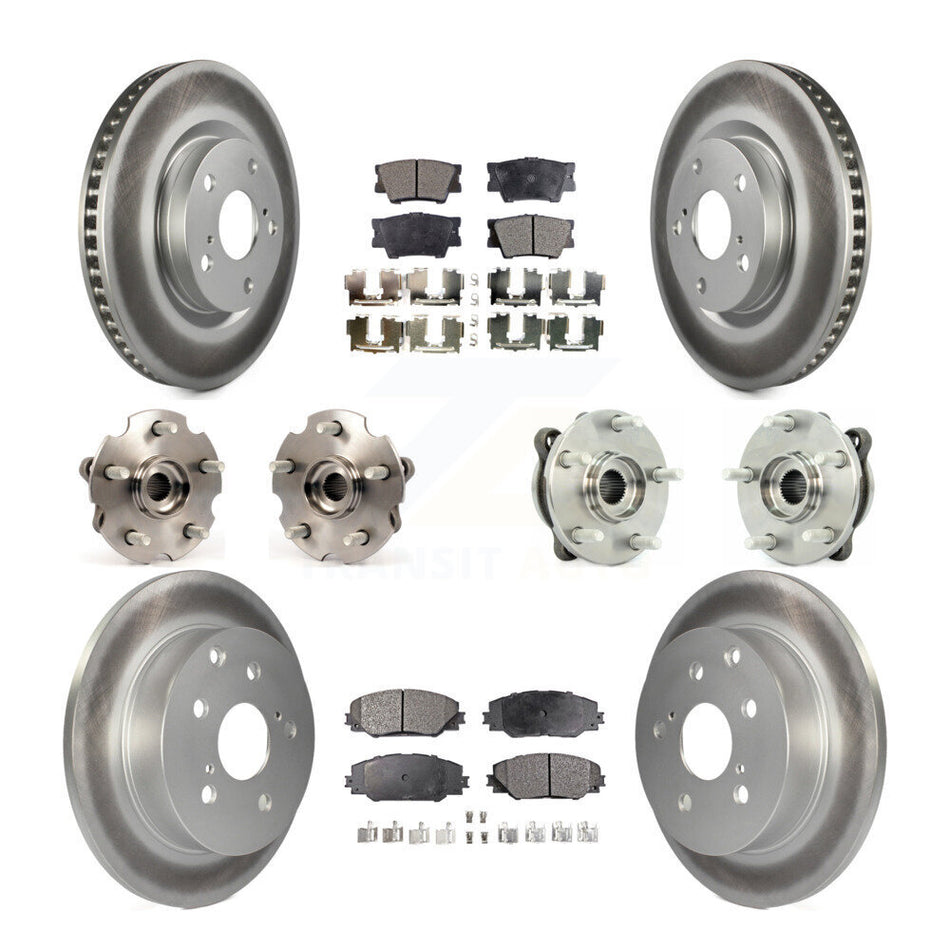 Front Rear Hub Bearings Assembly Coated Disc Brake Rotors And Semi-Metallic Pads Kit (10Pc) For Toyota RAV4 KBB-111627
