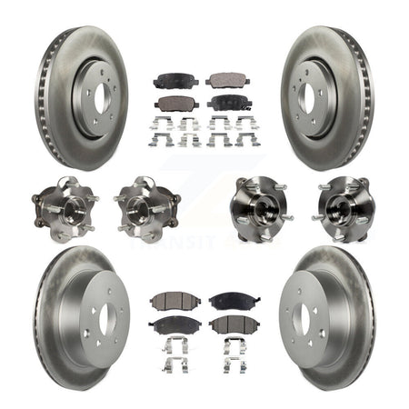 Front Rear Hub Bearing Coated Disc Brake Rotor Pads Kit (10Pc) For INFINITI FX35 FX37 AWD KBB-111636