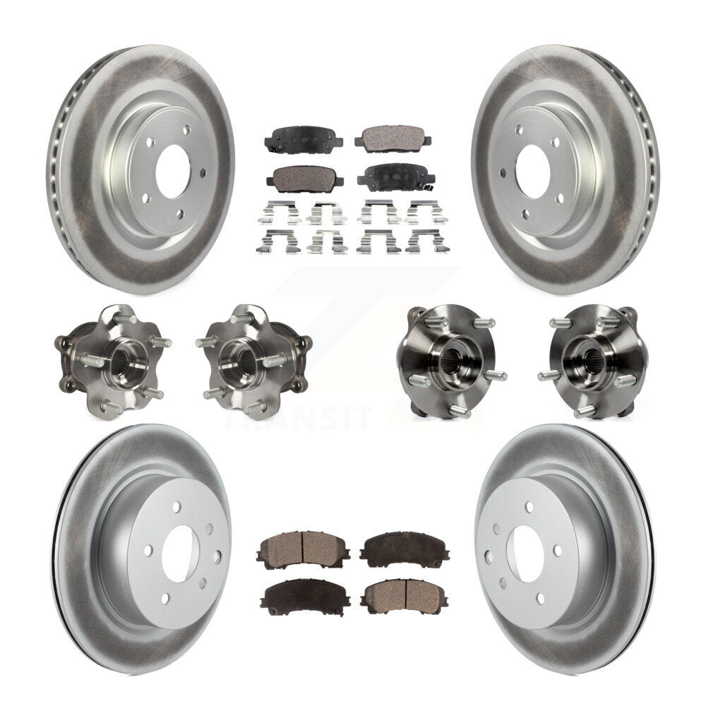 Front Rear Hub Bearing Coated Brake Rotor Pads Kit (10Pc) For 2016-2017 INFINITI QX50 AWD KBB-111638