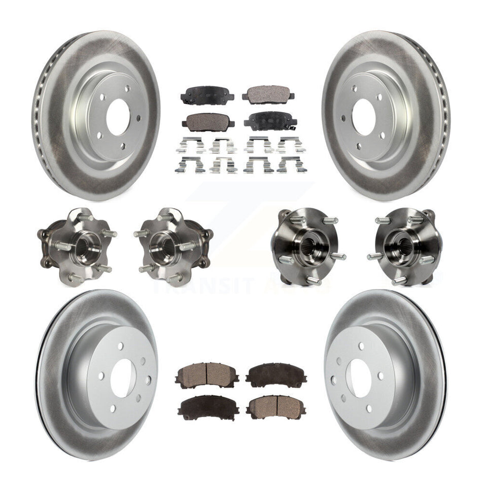 Front Rear Hub Bearing Coated Brake Rotor Pads Kit (10Pc) For 2016-2017 INFINITI QX50 AWD KBB-111638