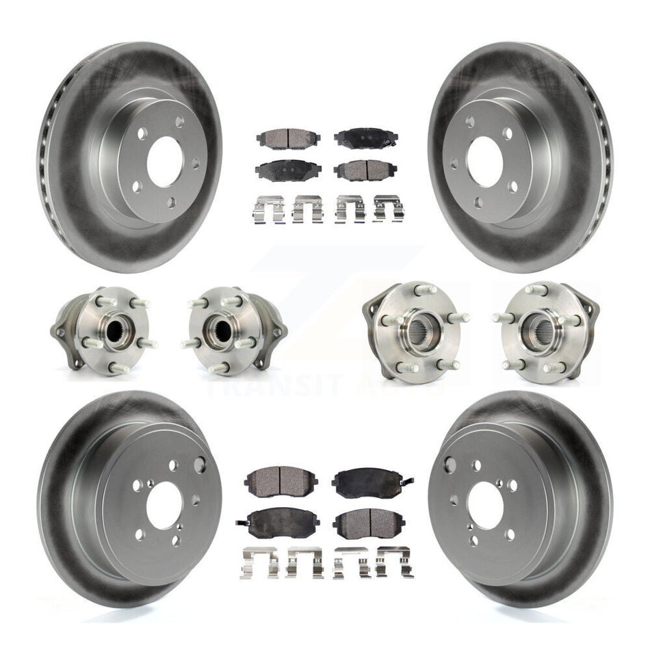 Front Rear Hub Bearings Assembly Coated Disc Brake Rotors And Semi-Metallic Pads Kit (10Pc) For Subaru Impreza KBB-111651