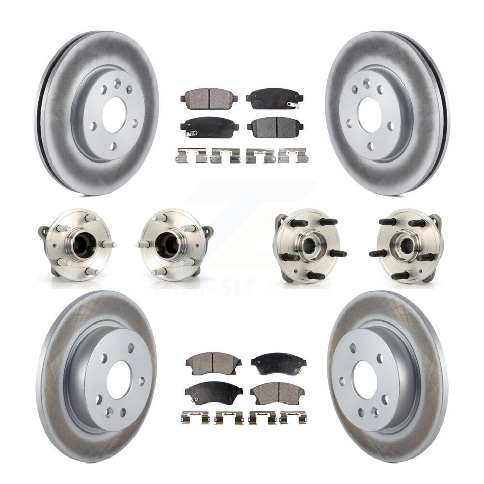 Front Rear Hub Bearings Assembly Coated Disc Brake Rotors And Semi-Metallic Pads Kit (10Pc) For 2011-2012 Chevrolet Cruze KBB-111678