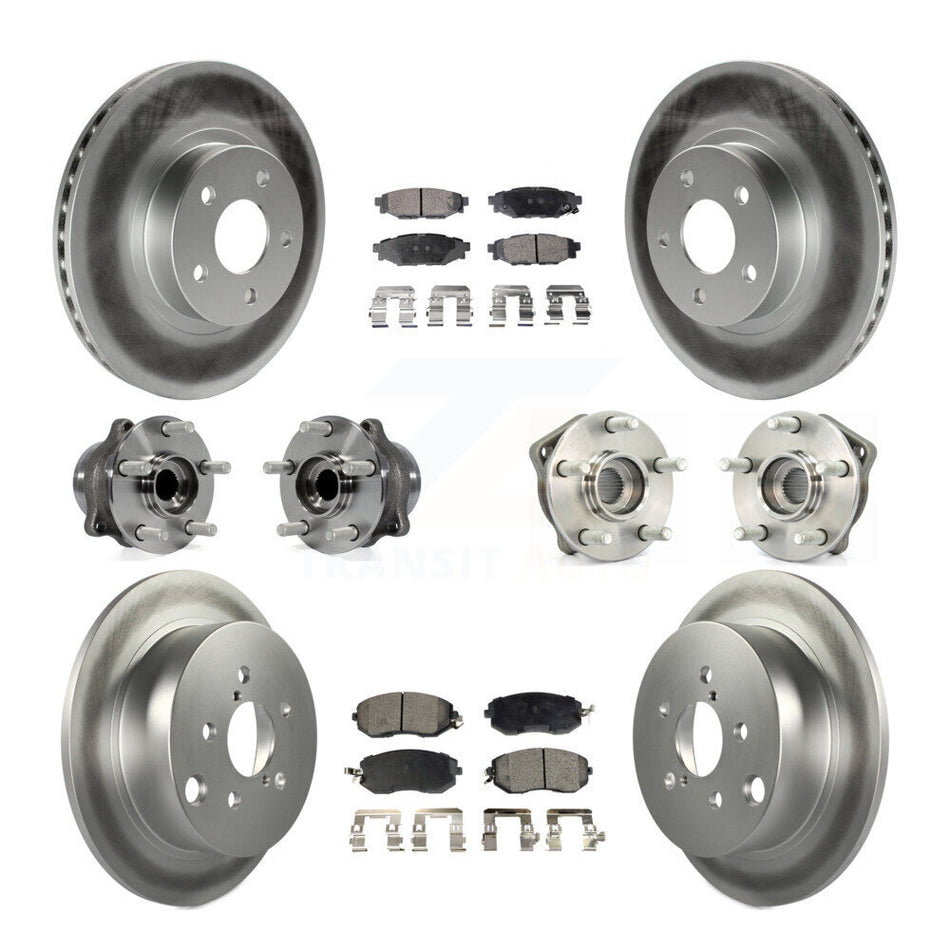 Front Rear Hub Bearings Assembly Coated Disc Brake Rotors And Semi-Metallic Pads Kit (10Pc) For 2012-2013 Subaru Impreza Limited Base Premium KBB-111685