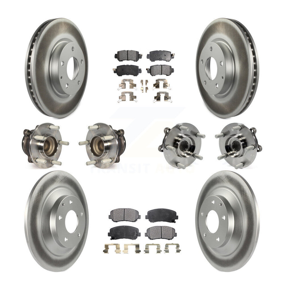Front Rear Hub Bearings Assembly Coated Disc Brake Rotors And Semi-Metallic Pads Kit (10Pc) For Mazda CX-5 FWD KBB-111687