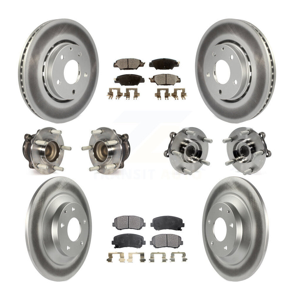 Front Rear Hub Bearings Assembly Coated Disc Brake Rotors And Semi-Metallic Pads Kit (10Pc) For Mazda CX-5 KBB-111690