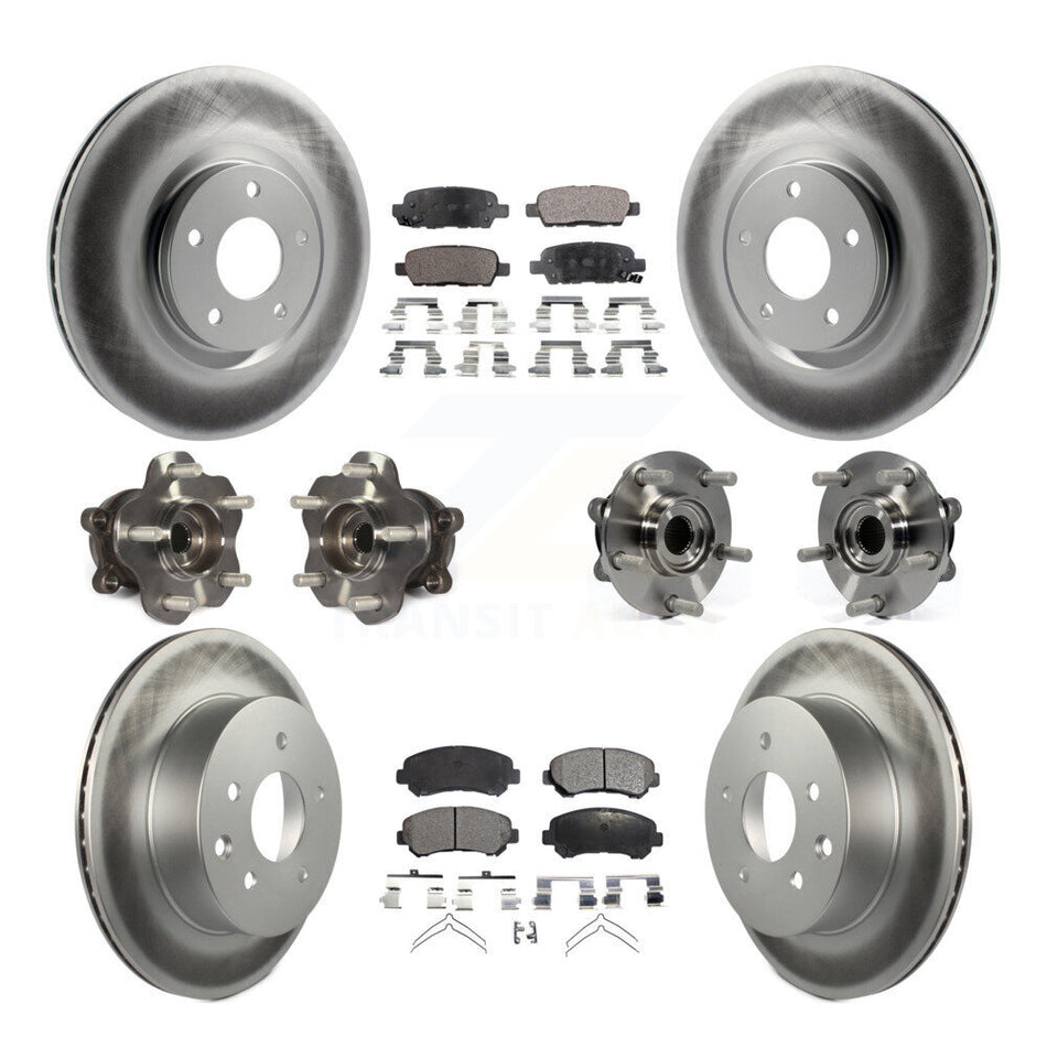 Front Rear Hub Bearings Assembly Coated Disc Brake Rotors And Semi-Metallic Pads Kit (10Pc) For Nissan Juke KBB-111697