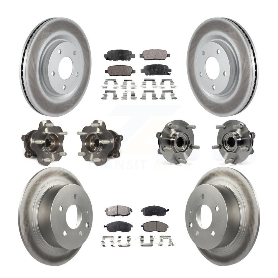 Front Rear Hub Bearings Assembly Coated Disc Brake Rotors And Semi-Metallic Pads Kit (10Pc) For Nissan Juke KBB-111698