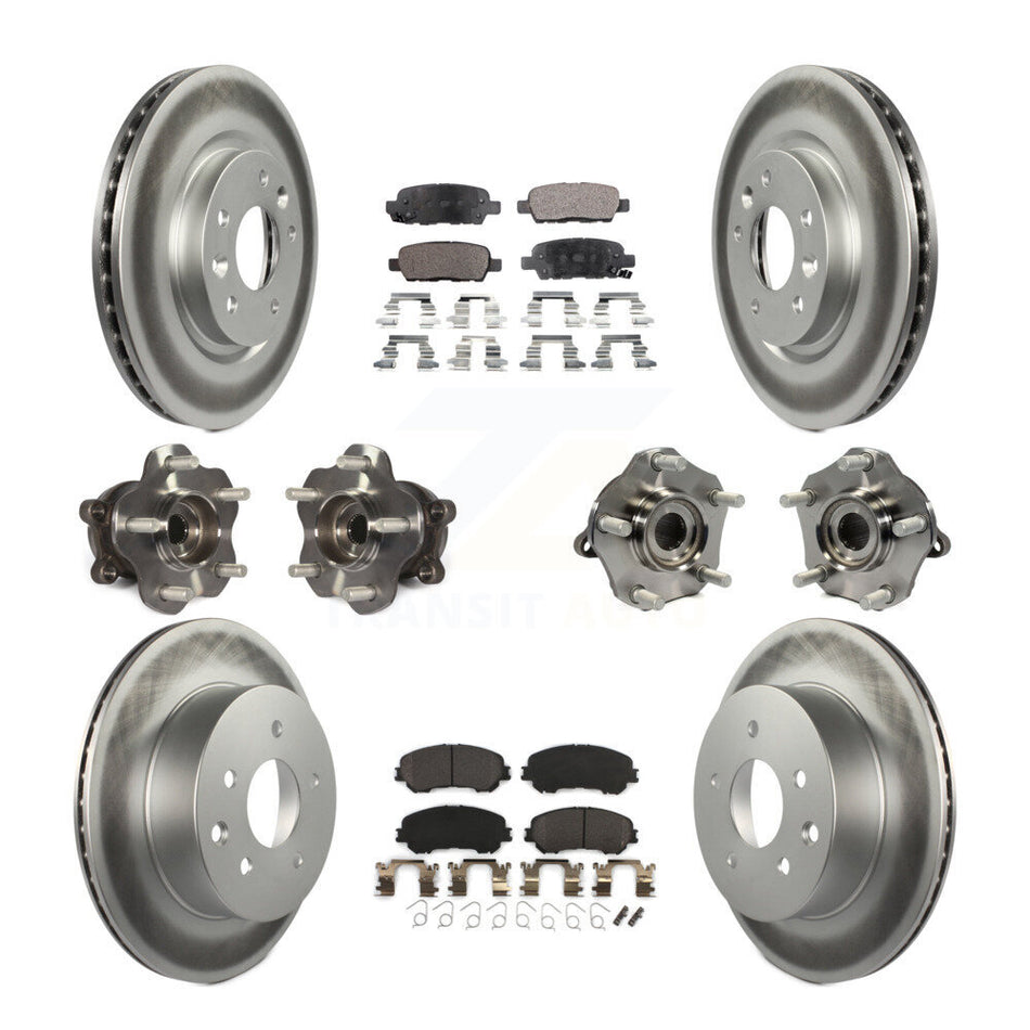Front Rear Hub Bearings Assembly Coated Disc Brake Rotors And Semi-Metallic Pads Kit (10Pc) For Nissan Rogue Sport Qashqai KBB-111699