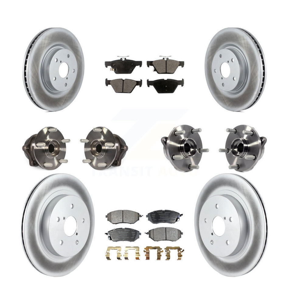 Front Rear Hub Bearings Assembly Coated Disc Brake Rotors And Semi-Metallic Pads Kit (10Pc) For Subaru Outback Legacy WRX KBB-111701