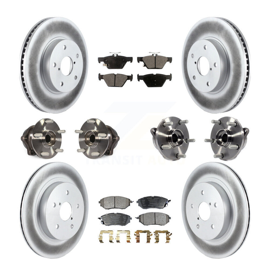 Front Rear Hub Bearings Assembly Coated Disc Brake Rotors And Semi-Metallic Pads Kit (10Pc) For 2015 Subaru Legacy 2.5L KBB-111702