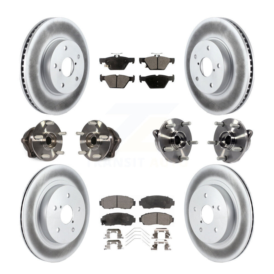 Front Rear Hub Bearings Assembly Coated Disc Brake Rotors And Semi-Metallic Pads Kit (10Pc) For 2016-2019 Subaru Legacy 2.5L KBB-111703