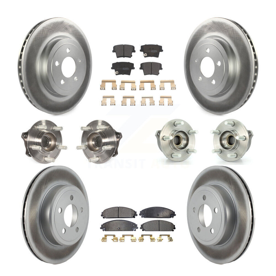Front Rear Hub Bearings Assembly Coated Disc Brake Rotors And Semi-Metallic Pads Kit (10Pc) For Dodge Charger Chrysler 300 Challenger KBB-111722