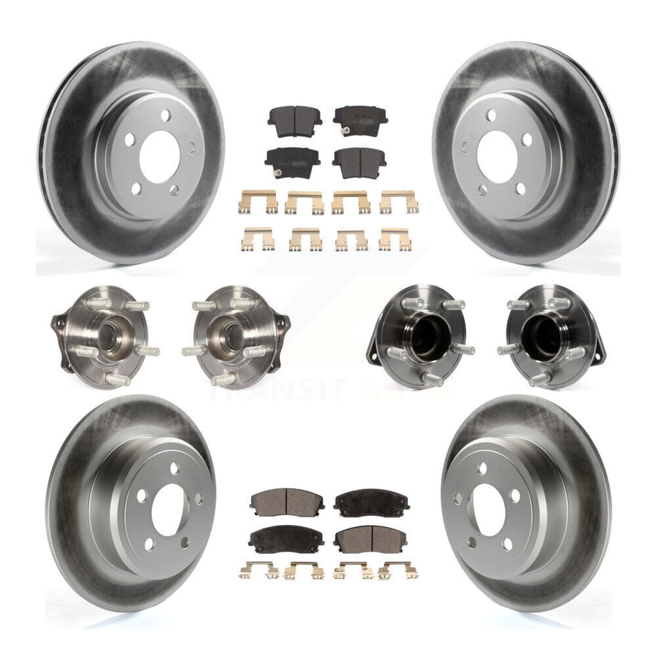 Front Rear Hub Bearings Assembly Coated Disc Brake Rotors And Semi-Metallic Pads Kit (10Pc) For Dodge Charger Chrysler 300 Challenger KBB-111724