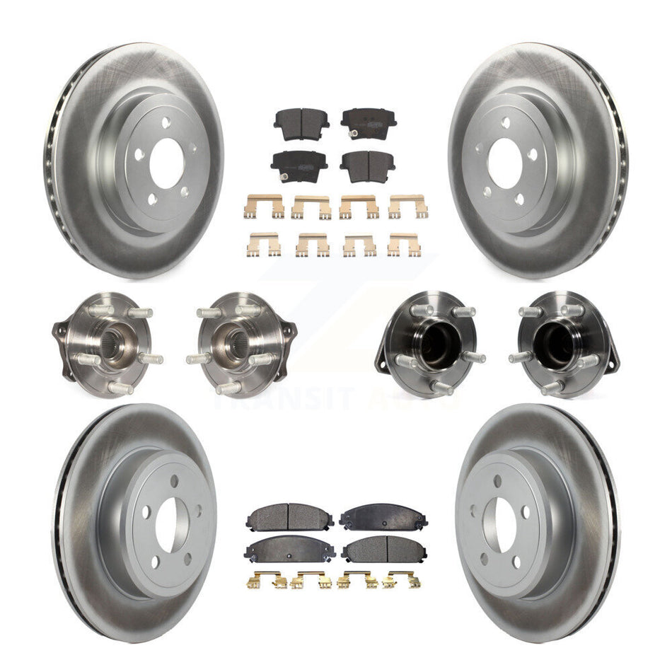 Front Rear Hub Bearings Assembly Coated Disc Brake Rotors And Semi-Metallic Pads Kit (10Pc) For Dodge Challenger Chrysler 300 Charger KBB-111725