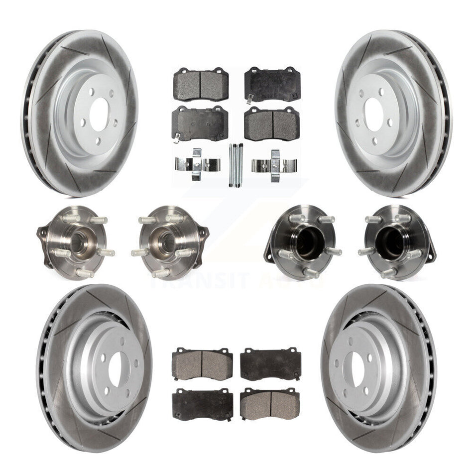Front Rear Hub Bearings Assembly Coated Disc Brake Rotors And Semi-Metallic Pads Kit (10Pc) For Dodge Charger Challenger KBB-111729