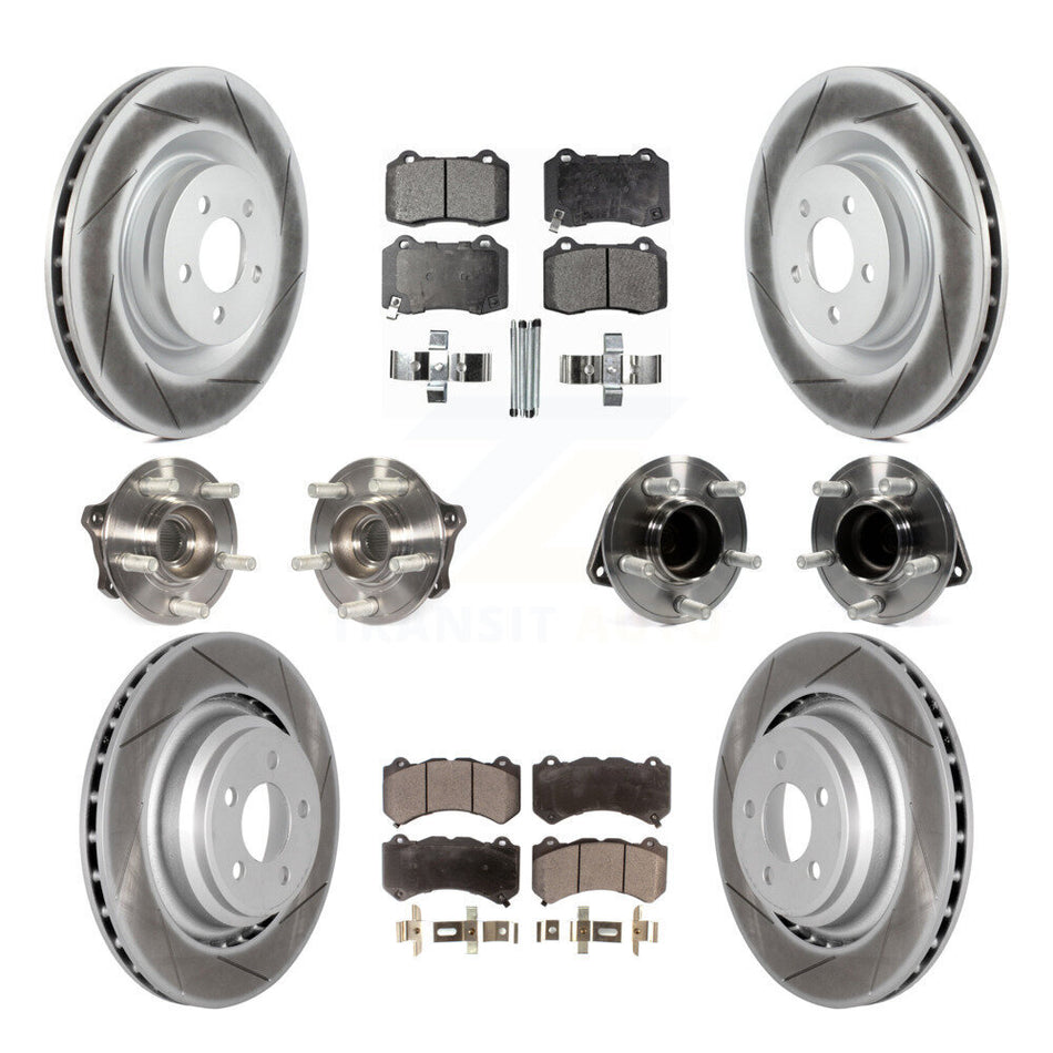 Front Rear Hub Bearings Assembly Coated Disc Brake Rotors And Semi-Metallic Pads Kit (10Pc) For Dodge Challenger Charger KBB-111732