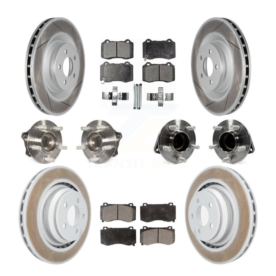 Front Rear Hub Bearings Assembly Coated Disc Brake Rotors And Semi-Metallic Pads Kit (10Pc) For Dodge Charger Challenger KBB-111733