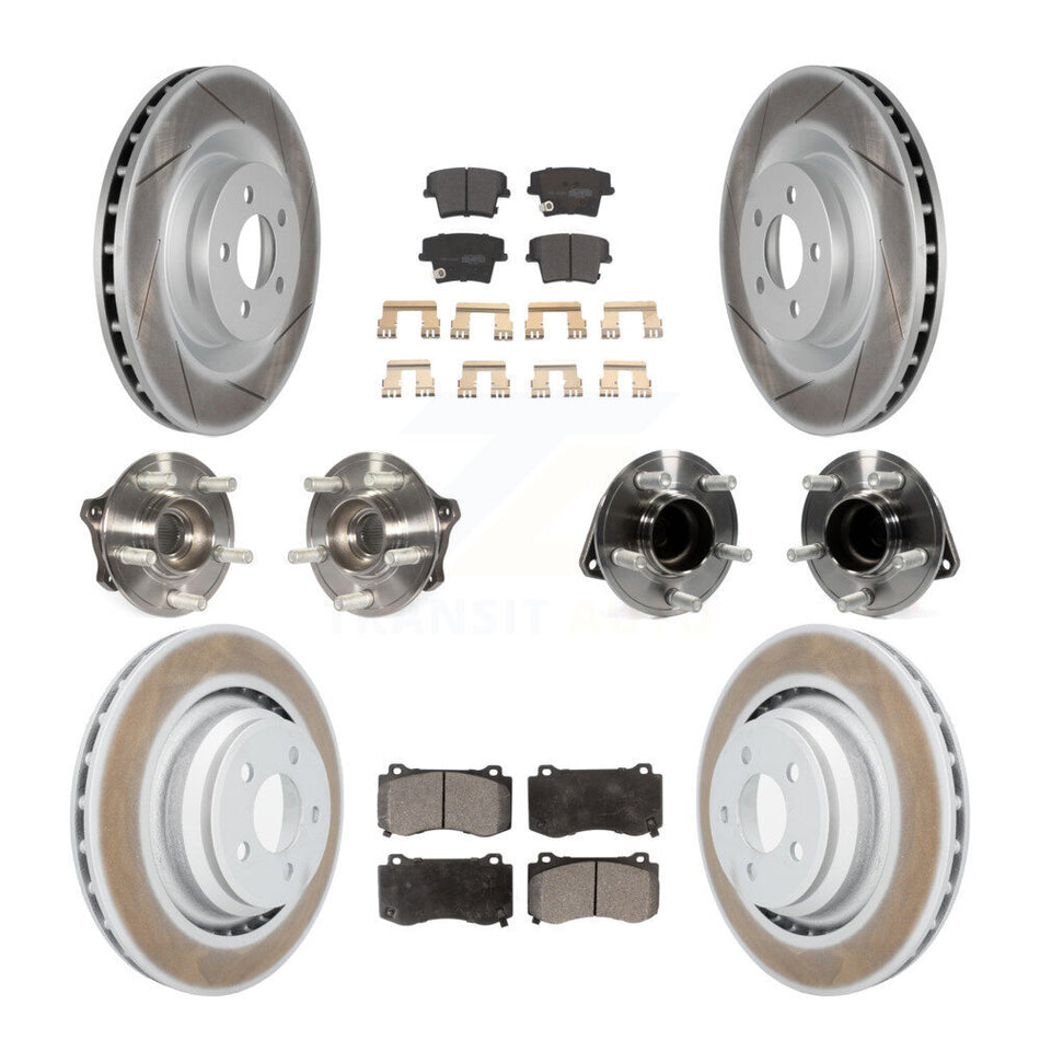 Front Rear Hub Bearings Assembly Coated Disc Brake Rotors And Semi-Metallic Pads Kit (10Pc) For 2015 Dodge Charger R T Scat Pack with RWD 6.4L KBB-111734