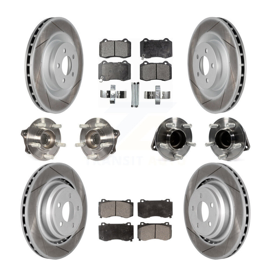 Front Rear Hub Bearings Assembly Coated Disc Brake Rotors And Semi-Metallic Pads Kit (10Pc) For Dodge Charger Challenger KBB-111735