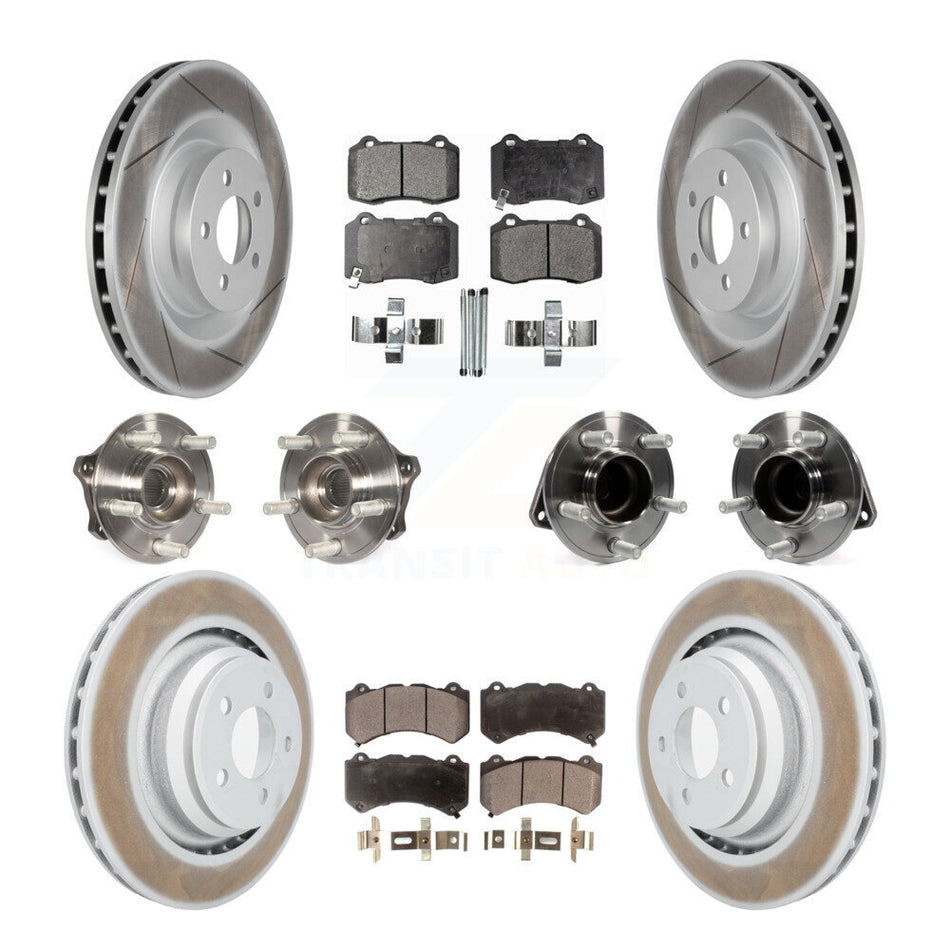 Front Rear Hub Bearings Assembly Coated Disc Brake Rotors And Semi-Metallic Pads Kit (10Pc) For Dodge Challenger Charger KBB-111737