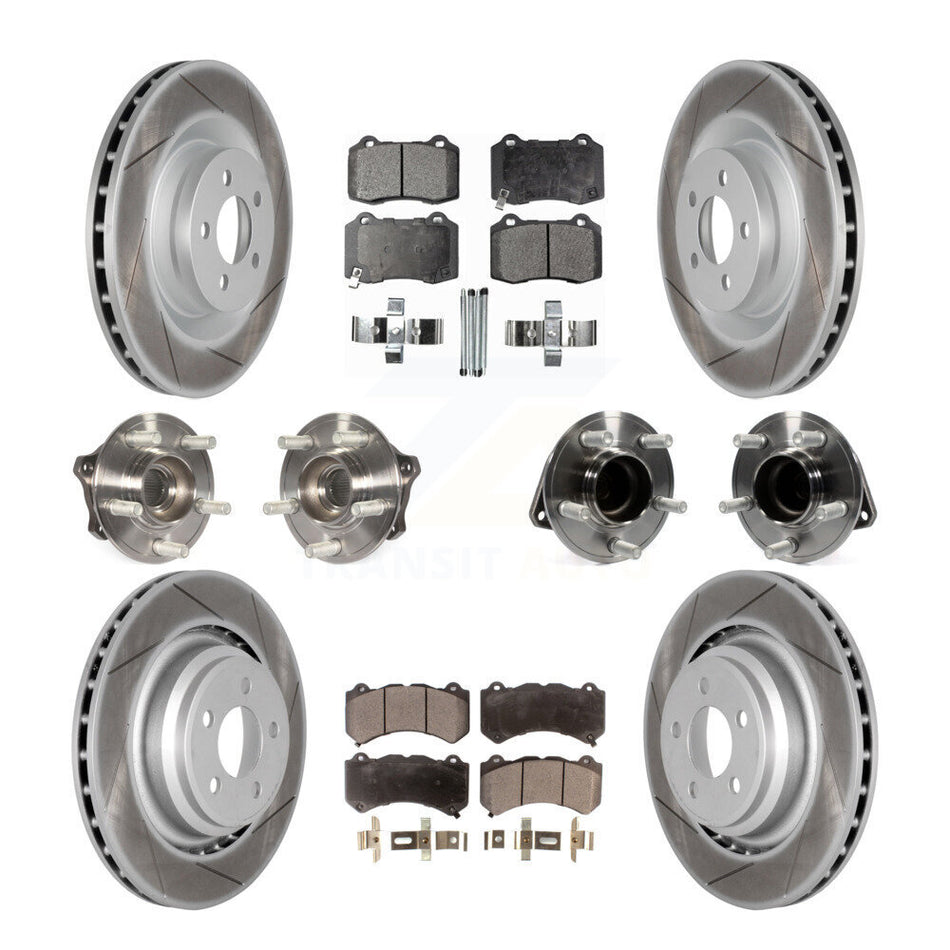 Front Rear Hub Bearings Assembly Coated Disc Brake Rotors And Semi-Metallic Pads Kit (10Pc) For Dodge Challenger Charger KBB-111738