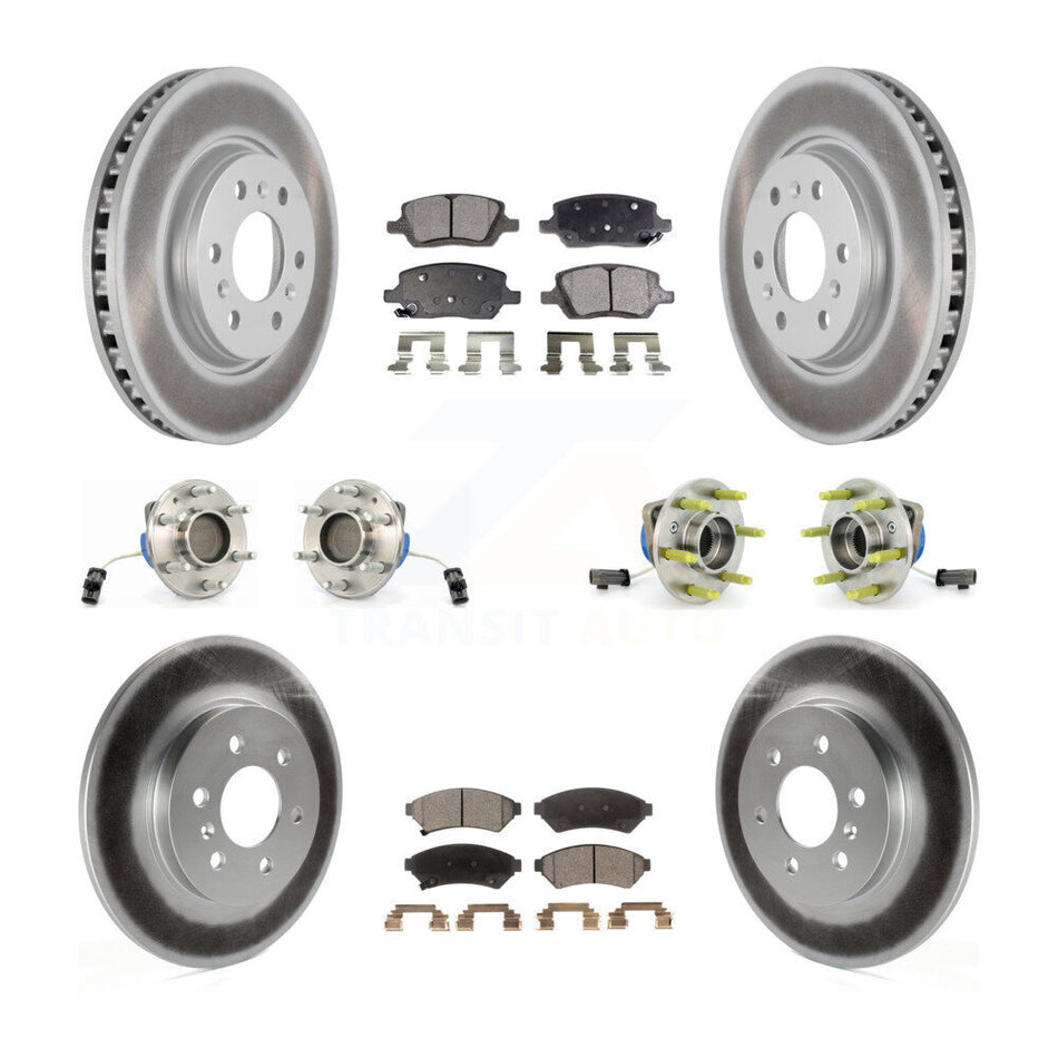Front Rear Hub Bearings Assembly Coated Disc Brake Rotors And Semi-Metallic Pads Kit (10Pc) For Chevrolet Uplander Buick Terraza Pontiac Montana 3 Hole Triangular Flange KBB-111747