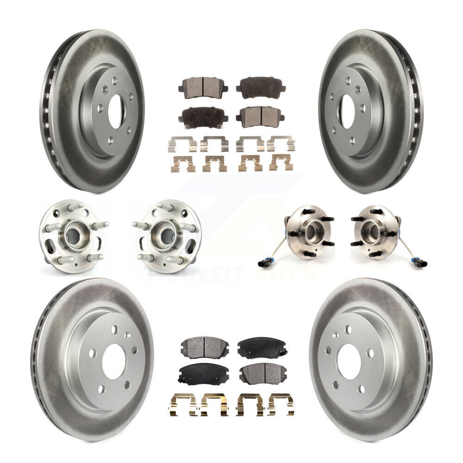 Front Rear Hub Bearings Assembly Coated Disc Brake Rotors And Semi-Metallic Pads Kit (10Pc) For 2010 Buick Allure KBB-111749