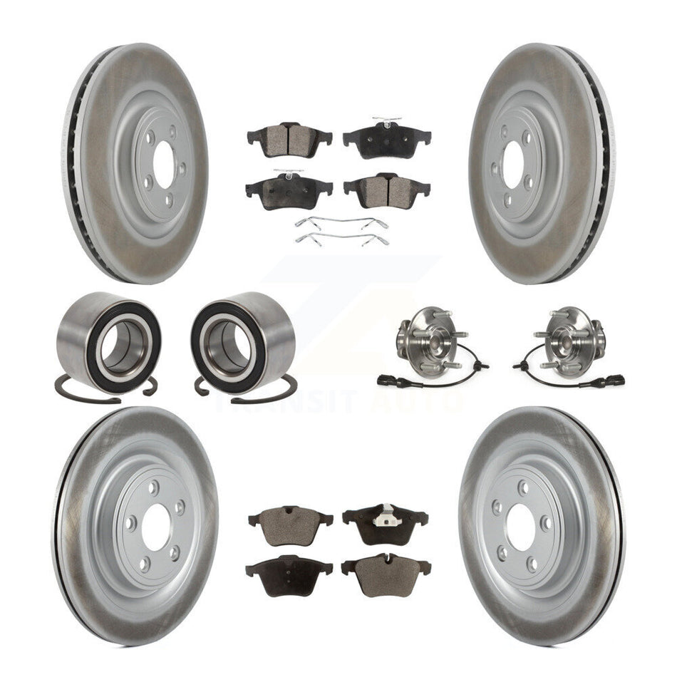 Front Rear Wheel Hub Bearings Assembly Coated Disc Brake Rotors And Semi-Metallic Pads Shoes Kit (10Pc) For Jaguar XF XJ XK KBB-111764