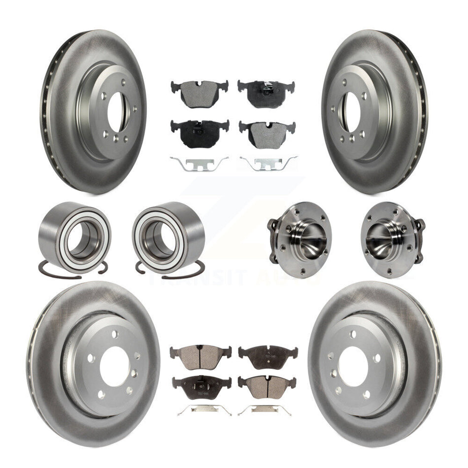 Front Rear Wheel Hub Bearings Assembly Coated Disc Brake Rotors And Semi-Metallic Pads Shoes Kit (10Pc) For 2006 BMW 330Ci KBB-111766