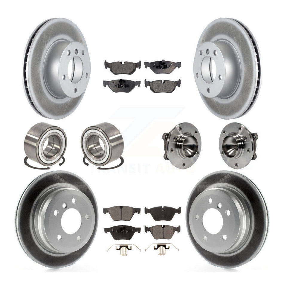 Front Rear Wheel Hub Bearings Assembly Coated Disc Brake Rotors And Semi-Metallic Pads Shoes Kit (10Pc) For BMW 328i Wagon KBB-111775
