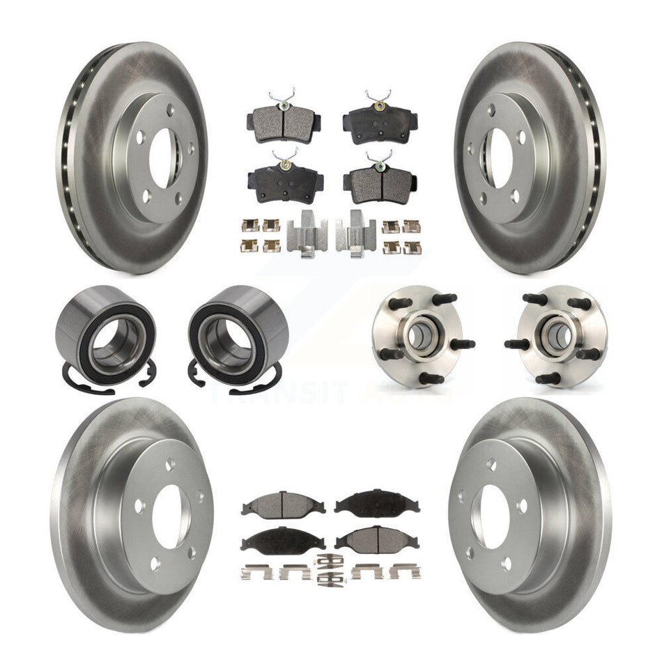 Front Rear Wheel Hub Bearings Assembly Coated Disc Brake Rotors And Semi-Metallic Pads Shoes Kit (10Pc) For 2003 Ford Mustang SVT Cobra 10th Anniversary KBB-111782
