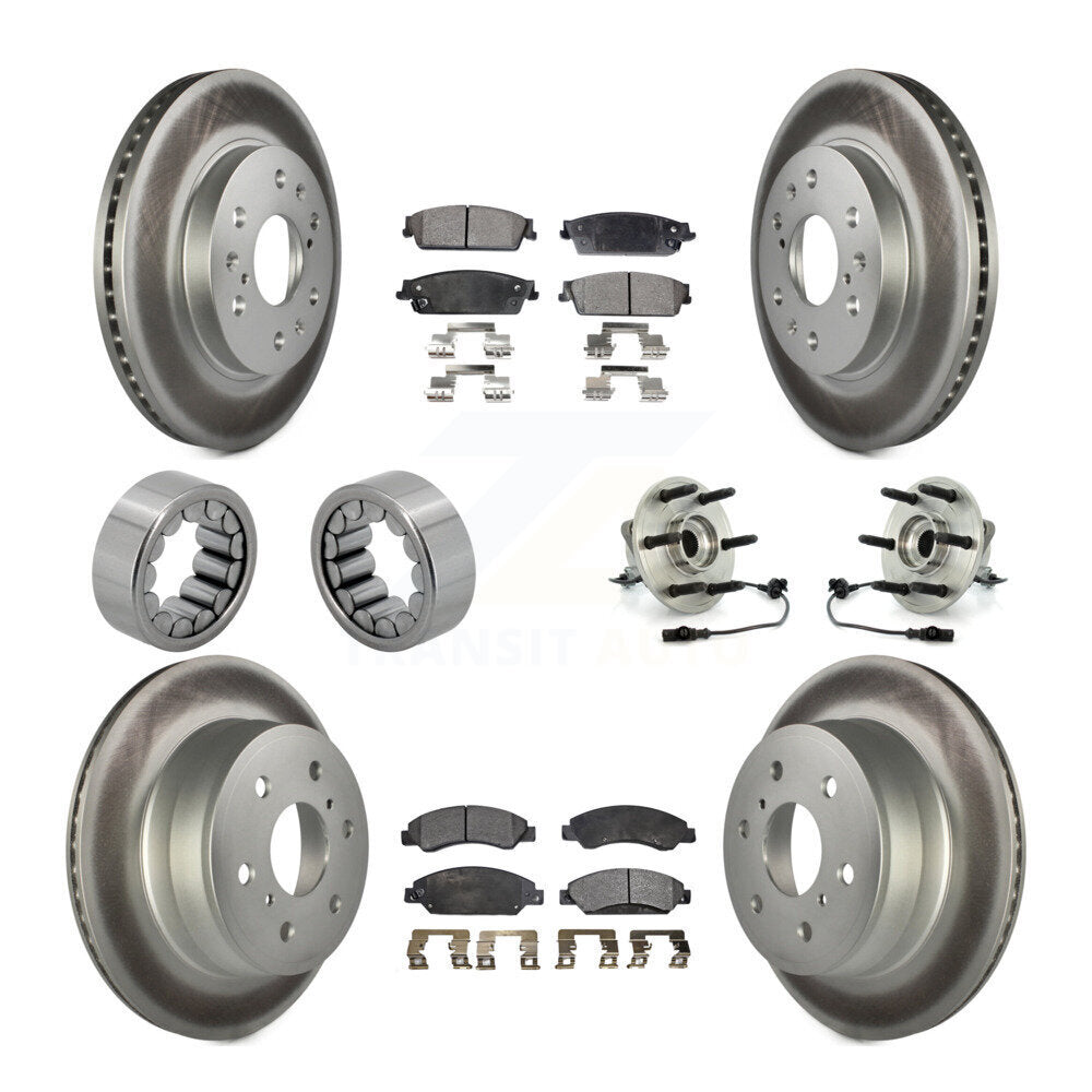 Front Rear Hub Bearing Coated Brake Rotor Pad Shoe Kit (10Pc) For Chevrolet Avalanche GMC KBB-111803