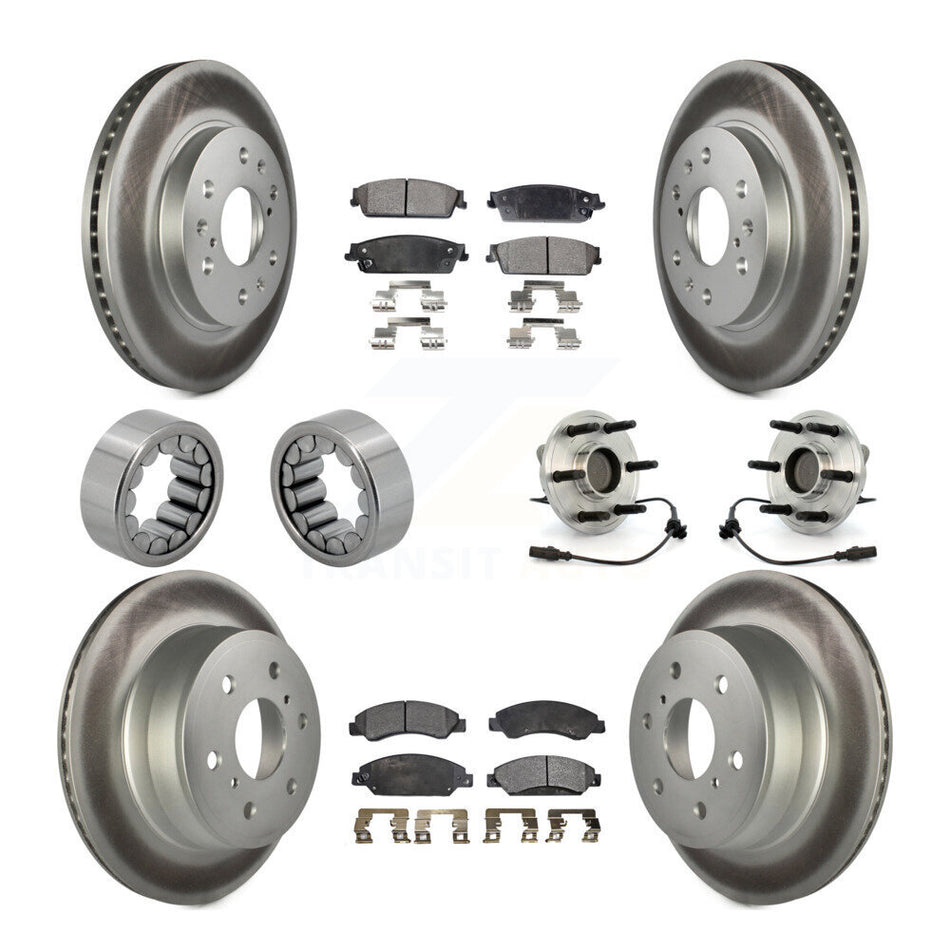 Front Rear Hub Bearing Coated Brake Rotor Pad Shoe Kit (10Pc) For Chevrolet Avalanche GMC KBB-111808