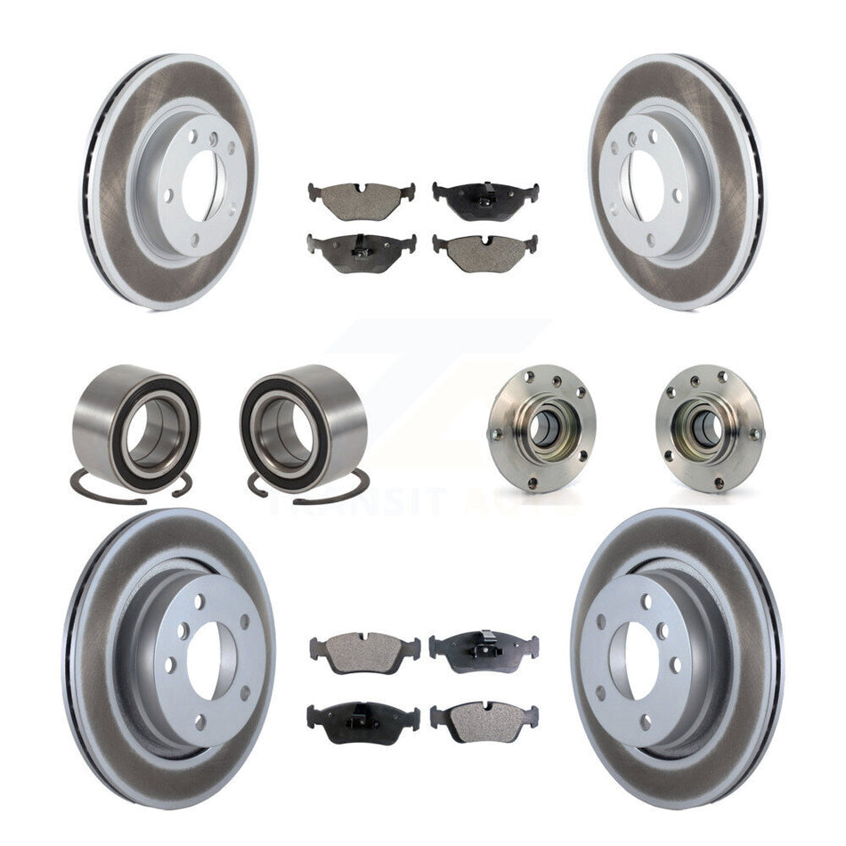 Front Rear Wheel Hub Bearings Assembly Coated Disc Brake Rotors And Semi-Metallic Pads Shoes Kit (10Pc) For 1998-1998 BMW 328i 328is With 294mm Diameter Rotor KBB-111816