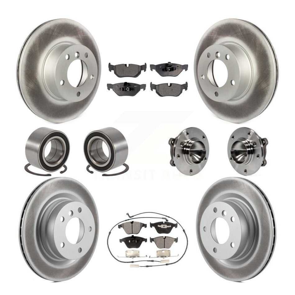 Front Rear Wheel Hub Bearings Assembly Coated Disc Brake Rotors And Semi-Metallic Pads Shoes Kit (10Pc) For BMW 328i 323i KBB-111825
