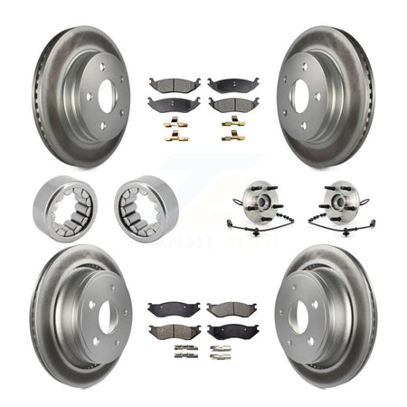 Front Rear Hub Bearing Coated Disc Brake Rotor And Pad Shoe Kit (10Pc) For Dodge Ram 1500 KBB-111884