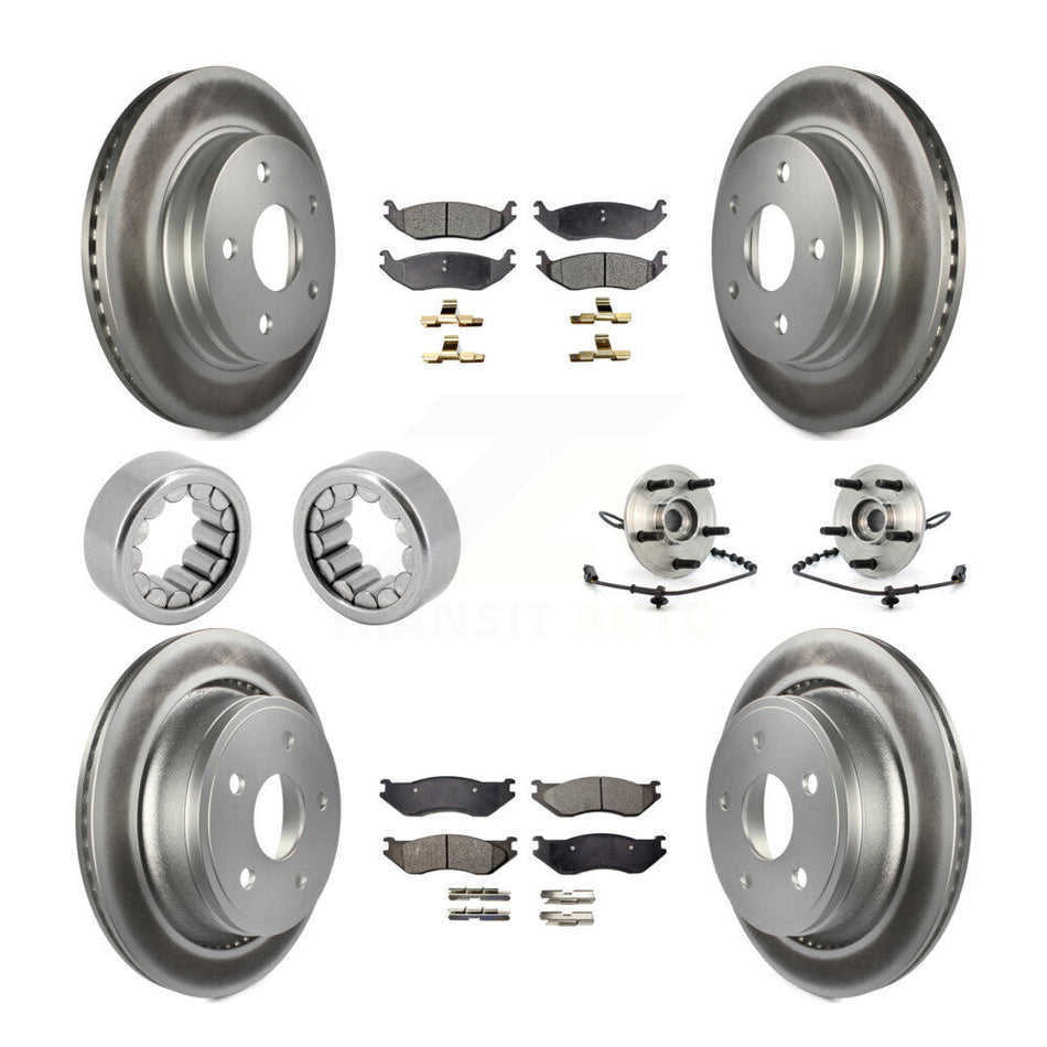 Front Rear Hub Bearing Coated Disc Brake Rotor And Pad Shoe Kit (10Pc) For Dodge Ram 1500 KBB-111884