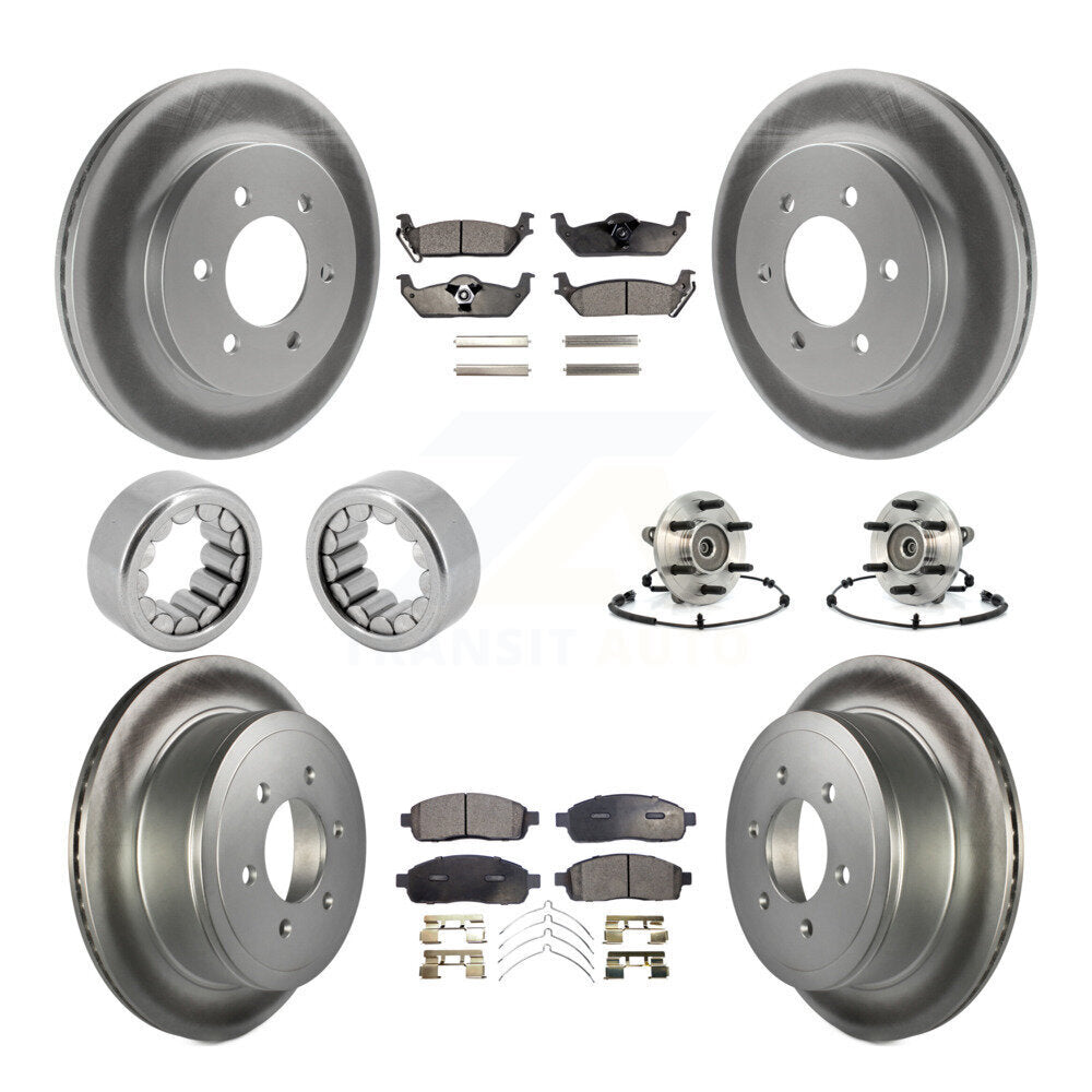 Front Rear Hub Bearing Coat Brake Rotor Pad Shoe Kit (10Pc) For 06-08 Lincoln Mark LT 4WD KBB-111885
