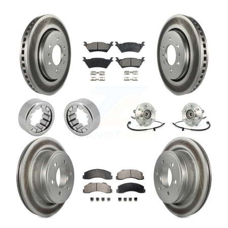 Front Rear Hub Bearing Coated Brake Rotor And Pad Shoe Kit (10Pc) For 2014 Ford F-150 4WD KBB-111913