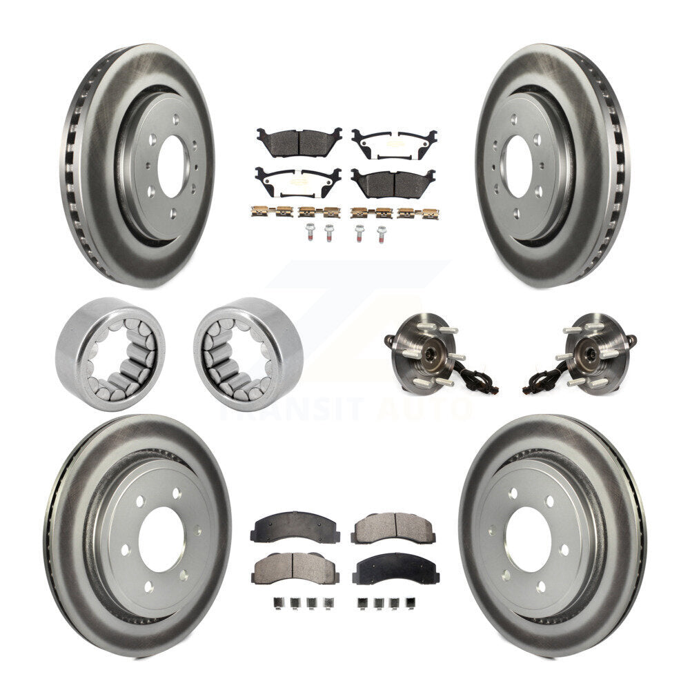 Front Rear Hub Bearings Coated Disc Brake Rotors And Pads Shoes Kit (10Pc) For Ford F-150 KBB-111924