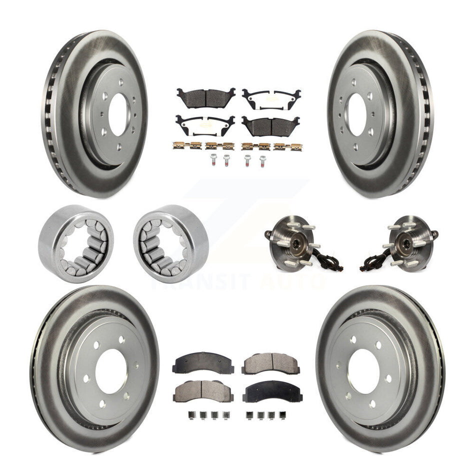 Front Rear Hub Bearings Coated Disc Brake Rotors And Pads Shoes Kit (10Pc) For Ford F-150 KBB-111924