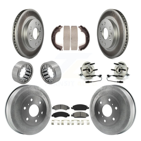 Front Rear Hub Bearing Coat Brake Rotor Pad Shoe Kit (10Pc) For GMC Sierra 1500 Chevrolet KBB-111932
