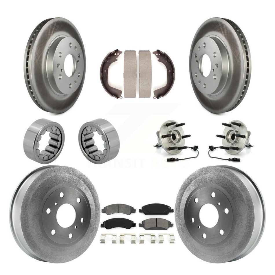 Front Rear Hub Bearing Coat Brake Rotor Pad Shoe Kit (10Pc) For GMC Sierra 1500 Chevrolet KBB-111932