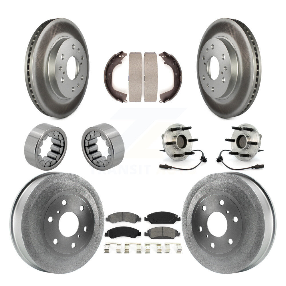 Front Rear Hub Bearing Coat Brake Rotor Pad Shoe Kit (10Pc) For GMC Sierra 1500 Chevrolet KBB-111938