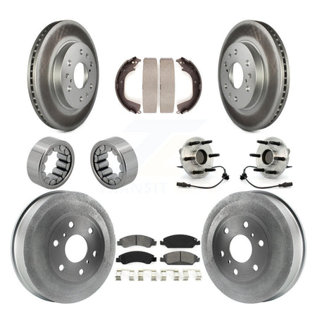 Front Rear Hub Bearing Coat Brake Rotor Pad Shoe Kit (10Pc) For GMC Sierra 1500 Chevrolet KBB-111938