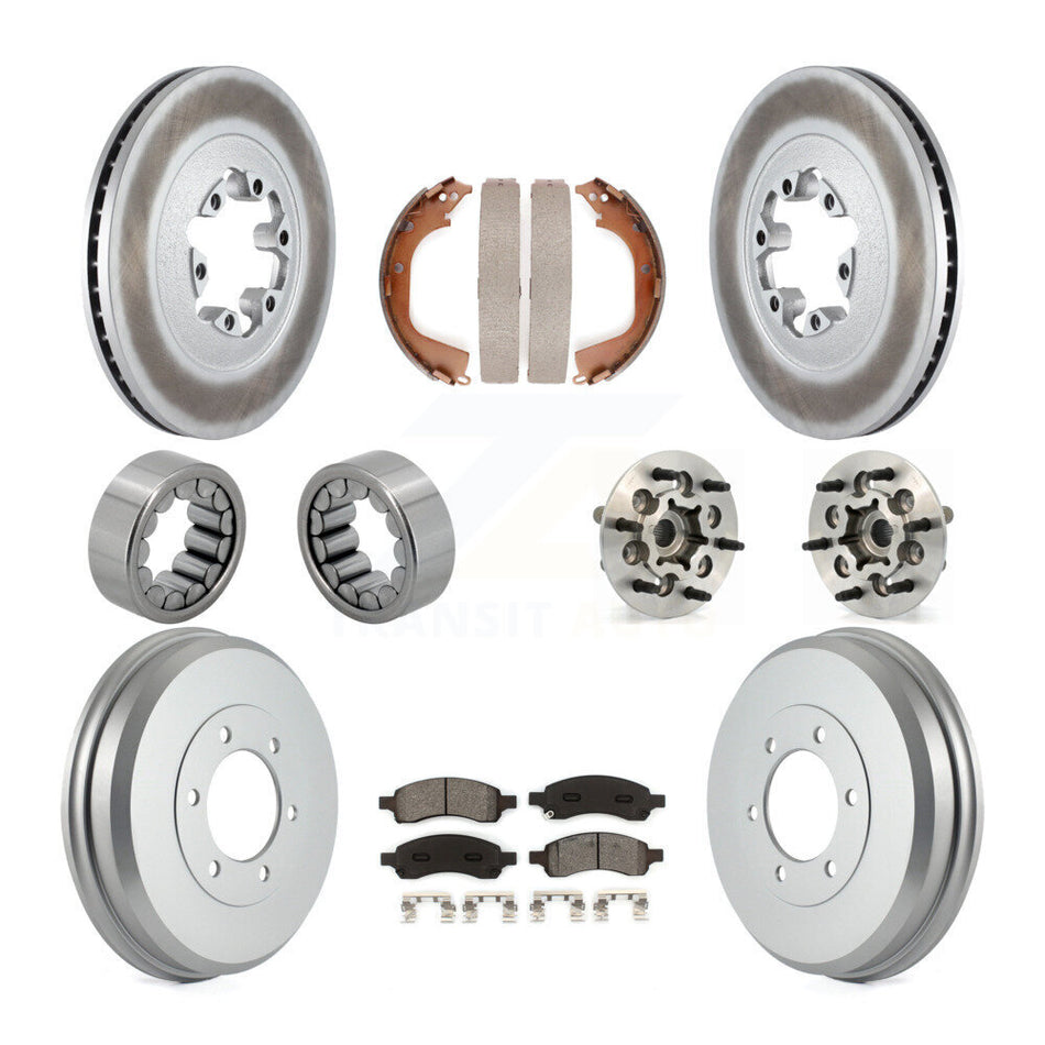 Front Rear Hub Bearing Coated Brake Rotor Pads Shoe Kit (10Pc) For Chevrolet Colorado GMC KBB-111941