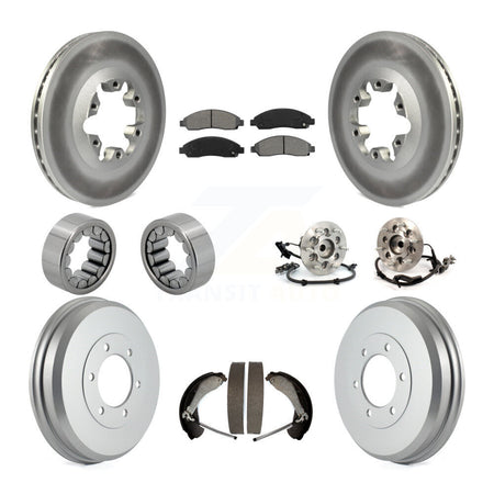 Front Rear Hub Bearing Coated Brake Rotor Pads Shoe Kit (10Pc) For Chevrolet Colorado GMC KBB-111954