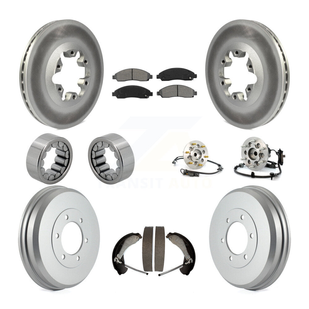 Front Rear Hub Bearing Coated Brake Rotor Pads Shoe Kit (10Pc) For Chevrolet Colorado GMC KBB-111956