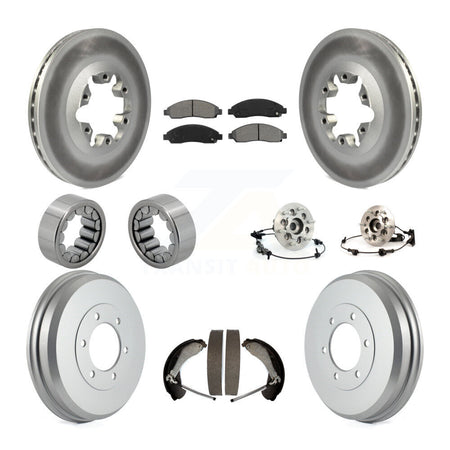 Front Rear Hub Bearing Coated Brake Rotor Pads Shoe Kit (10Pc) For Chevrolet Colorado GMC KBB-111962