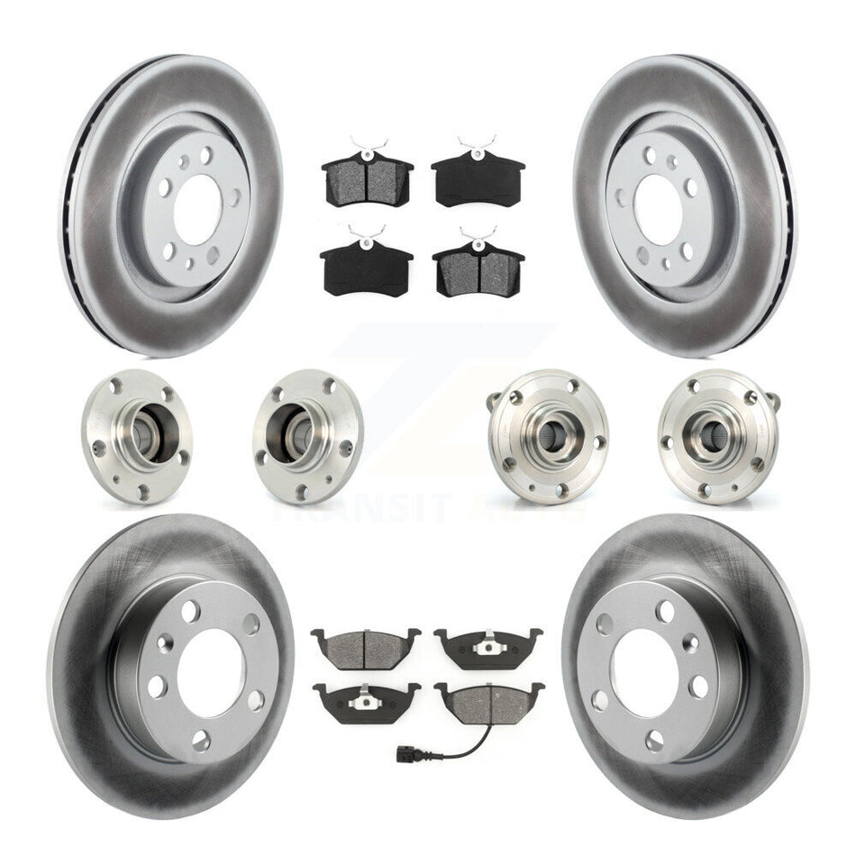 Front Rear Hub Bearing Coated Brake Rotor Pads Kit (10Pc) For 07-09 Volkswagen Jetta City KBB-111967